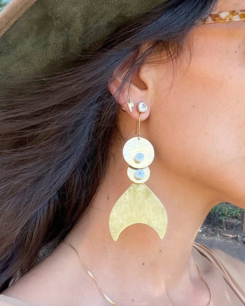 Auray Jewelry - Gold Plated Earrings - Blue Jade Stone - Nevada City