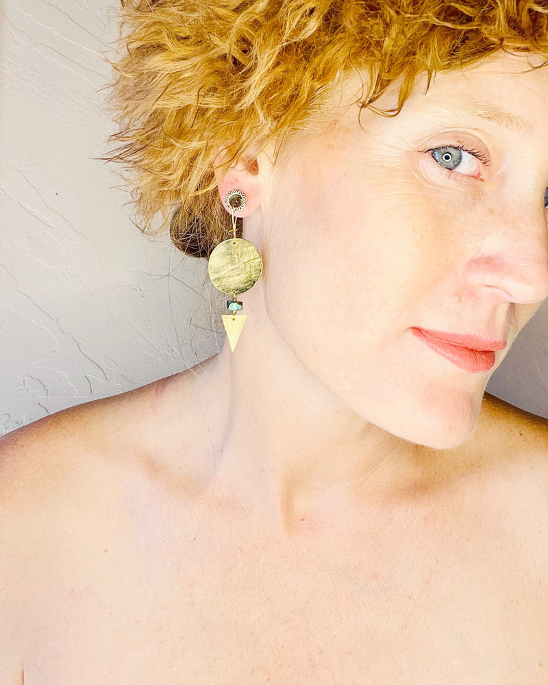 Auray Jewelry - Gold Plated Earrings - Turquoise Stone - Nevada City