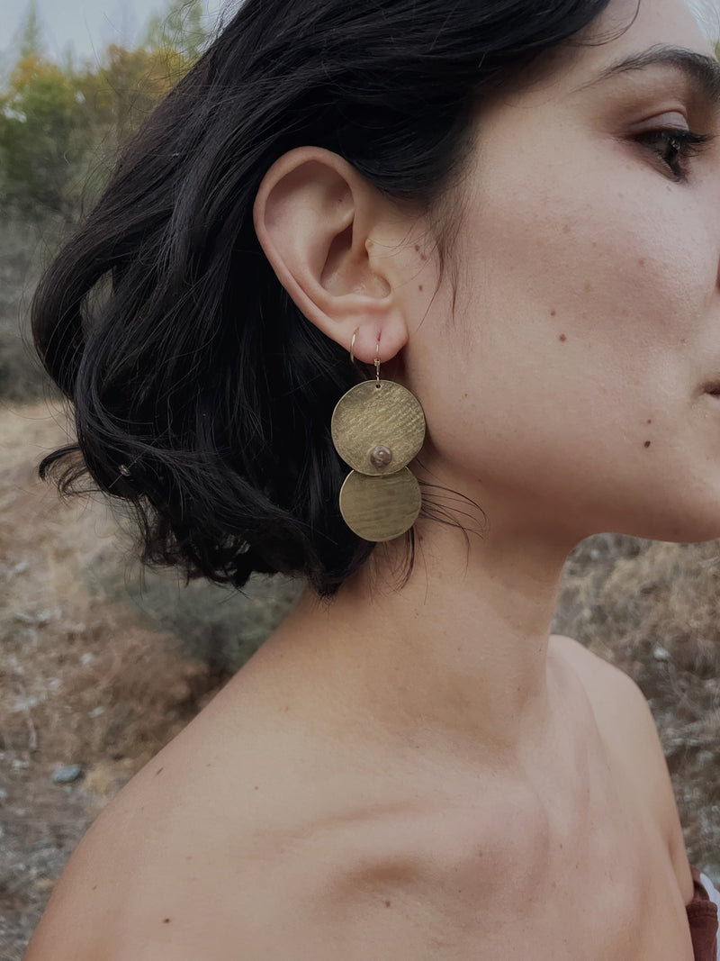 Auray Jewelry - Gold Plated Earrings - Rhodochrosite Stone - Nevada City