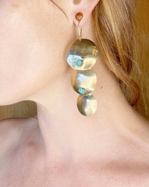 Auray Jewelry - Gold Plated Earrings - Turquoise - Nevada City