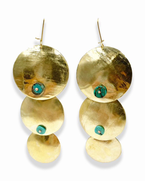 Auray Jewelry - Gold Plated Earrings - Turquoise - Nevada City