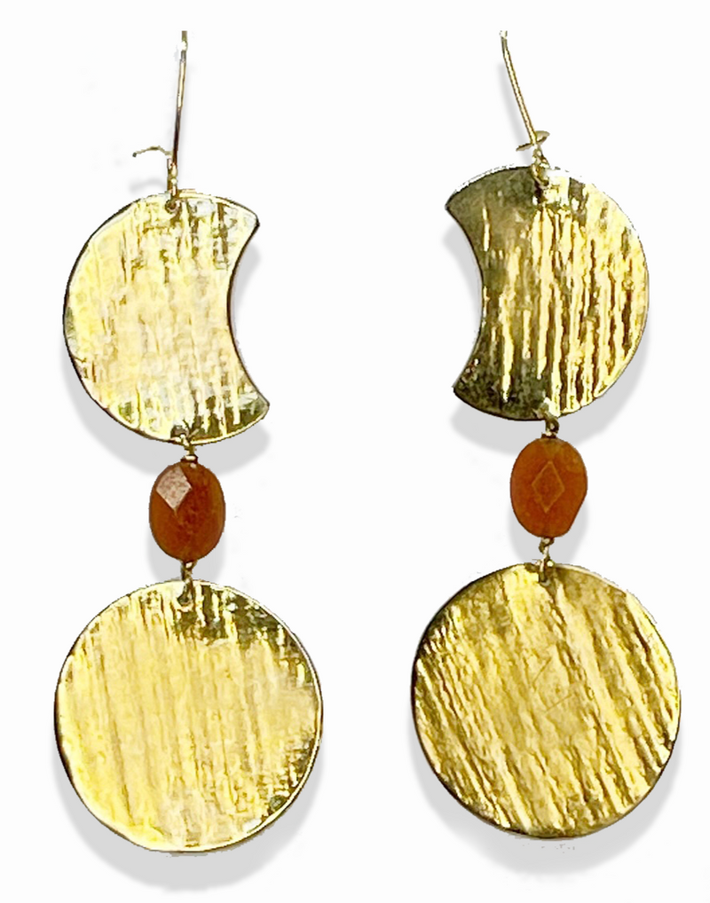 Auray Jewelry - Gold Plated Earrings - Carnelian Stone - Nevada City