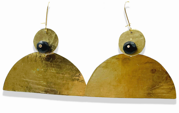 Auray Jewelry - Gold Plated Earrings - Onyx Stone - Nevada City